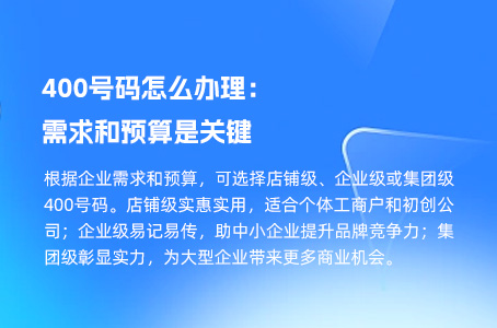 400号码怎么办理：需求和预算是关键