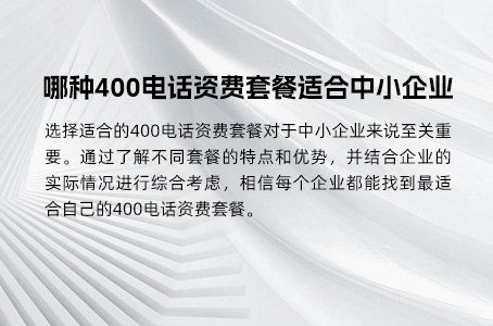 哪种400电话资费套餐适合中小企业