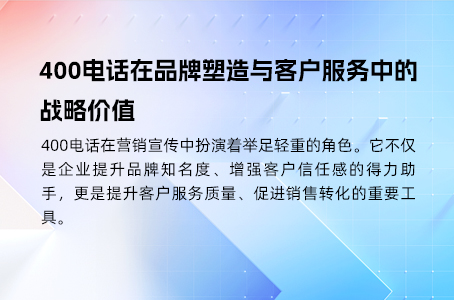 400电话在品牌塑造与客户服务中的战略价值