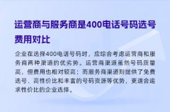 运营商与服务商是400电话号码选号费用对比