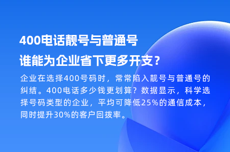400电话靓号与普通号，谁能为企业省下更多开支？