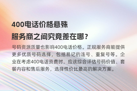 中小企业400电话套餐详解